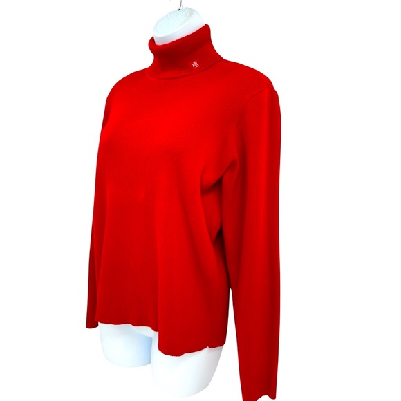 Lauren Ralph Lauren Red Ribbed Turtleneck Sweater Sz. XL RLL - Picture 2 of 8
